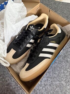 adidas Black, Beige & White Samba Sneakers